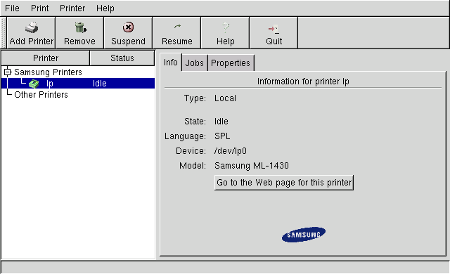 screenshot of samsung-config